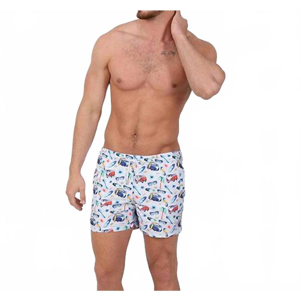 NEW EIGHT X surf city print swim trunks in white